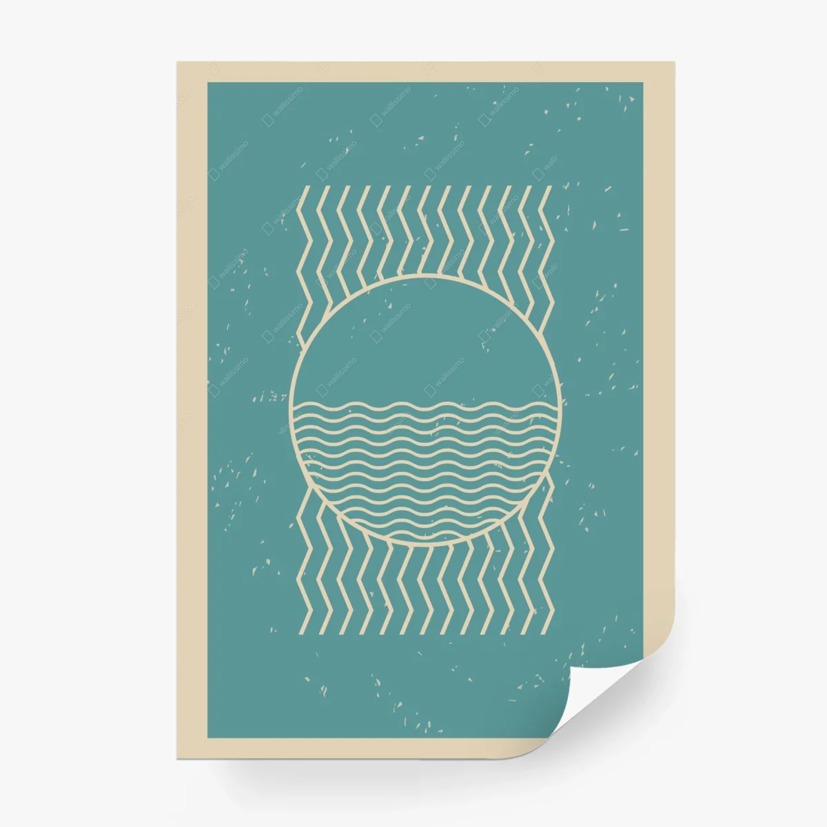 Papier peint soleil géométrique et vagues rétro – Wallnifity® Papier peint soleil géométrique et vagues rétro – Wallnifity®