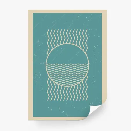 Papier peint soleil géométrique et vagues rétro – Wallnifity®