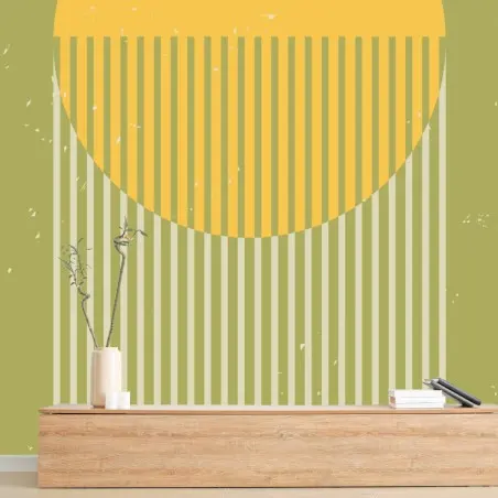 Papier peint soleil minimaliste aux rayures verticales – Wallnifity®
