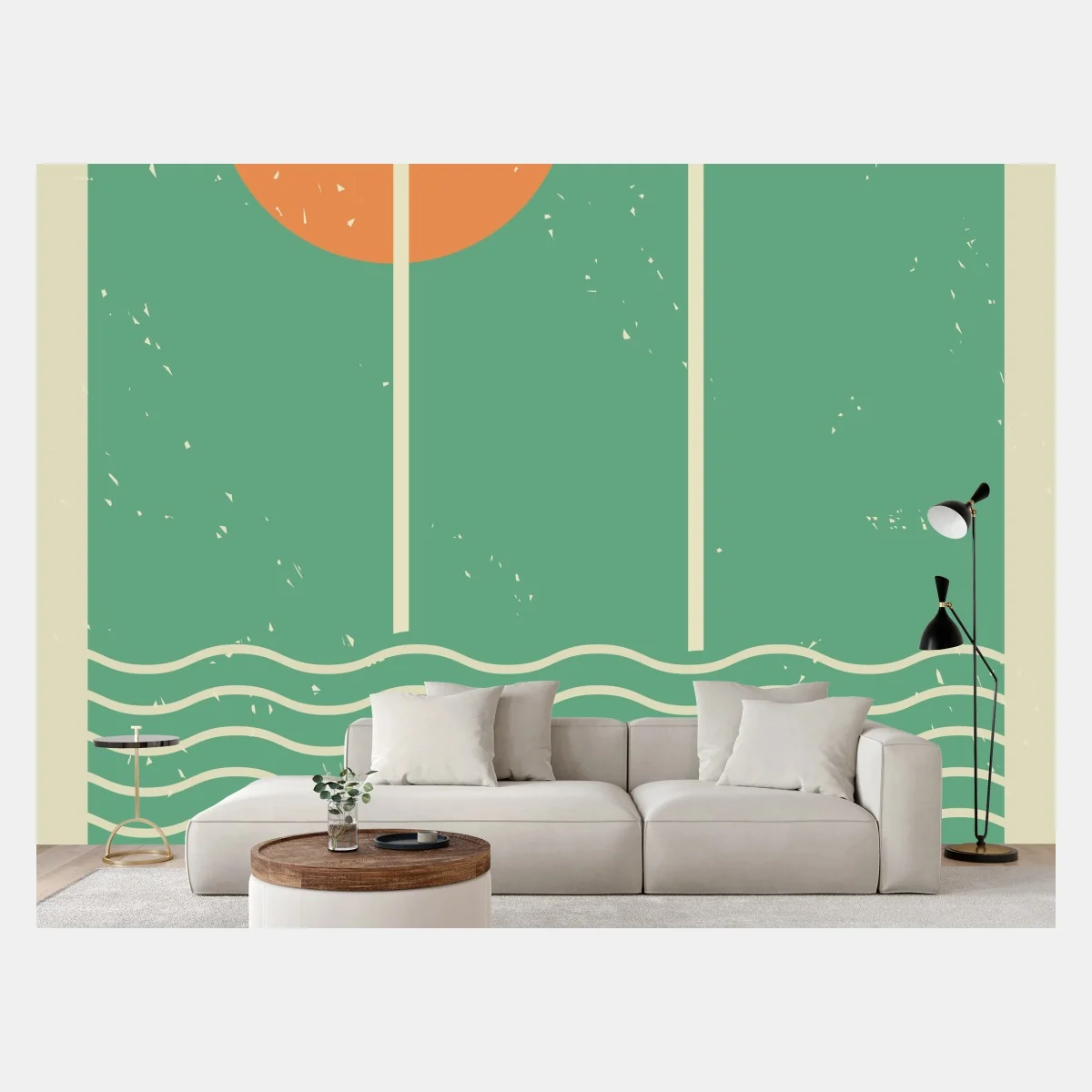 Papier peint arche solaire sur vagues minimalistes – Wallnifity® Papier peint arche solaire sur vagues minimalistes – Wallnifity®
