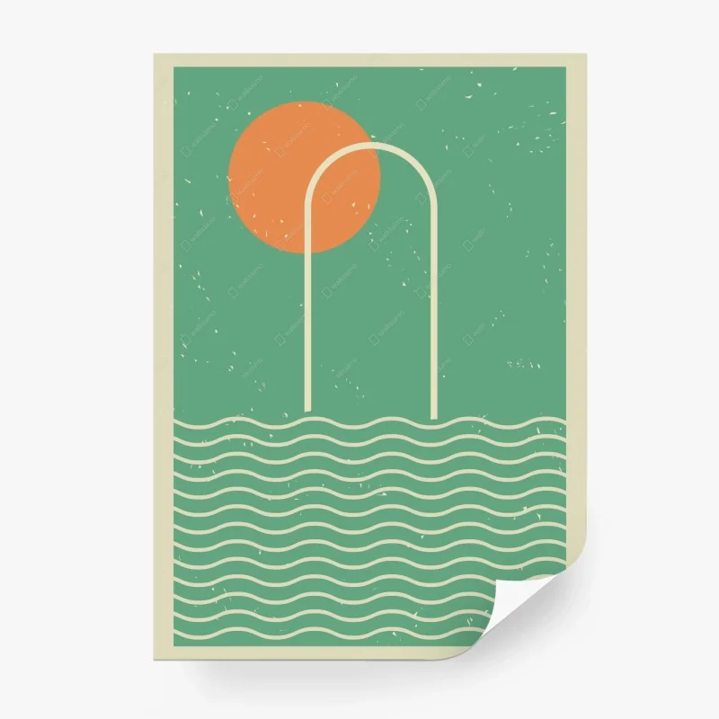 Papier peint arche solaire sur vagues minimalistes – Wallnifity® Papier peint arche solaire sur vagues minimalistes – Wallnifity®
