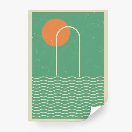 Papier peint arche solaire sur vagues minimalistes – Wallnifity®