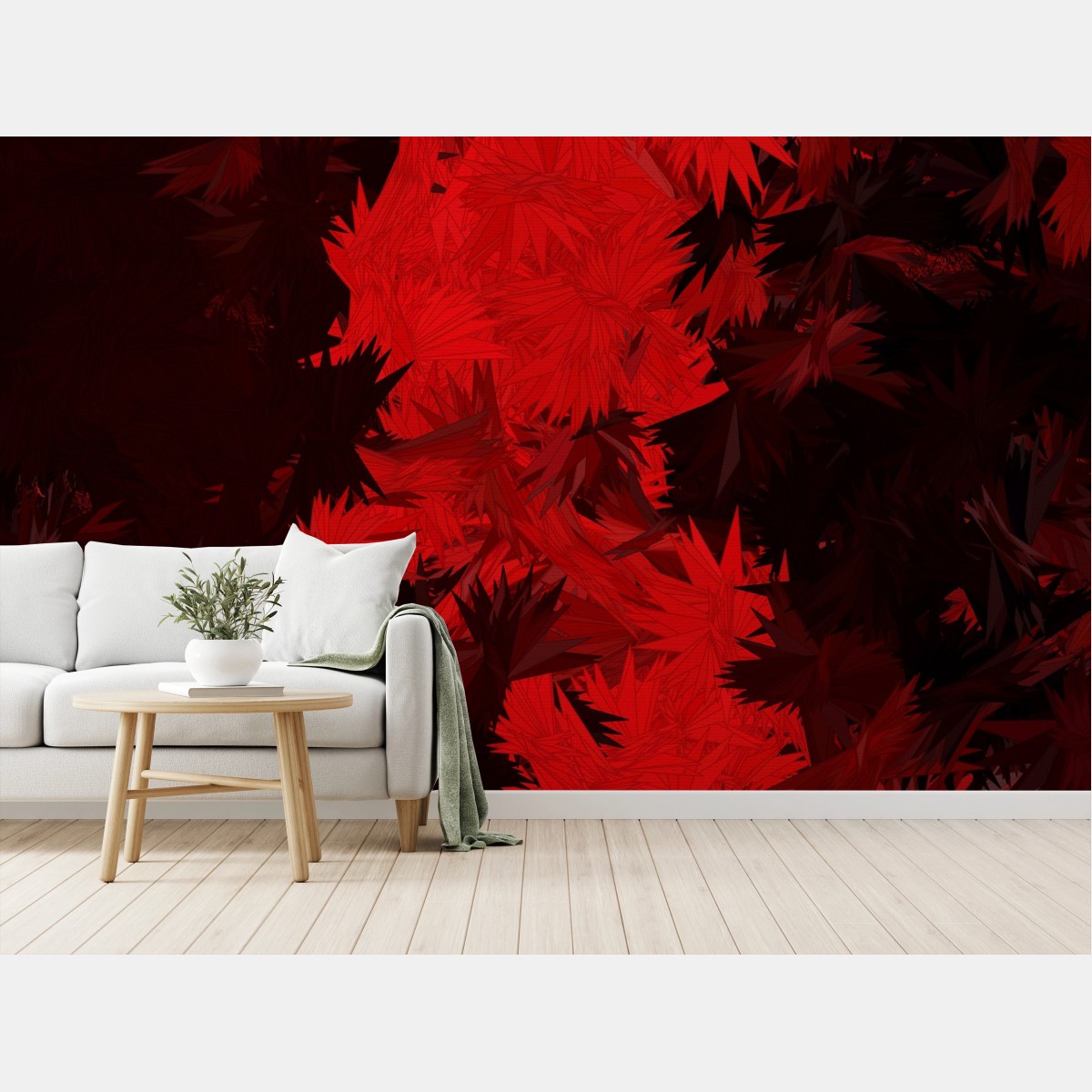 Papier peint abstraction rouge et noire en éclats – Wallnifity®