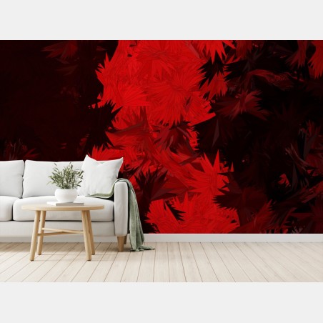 Papier peint abstraction rouge et noire en éclats – Wallnifity®