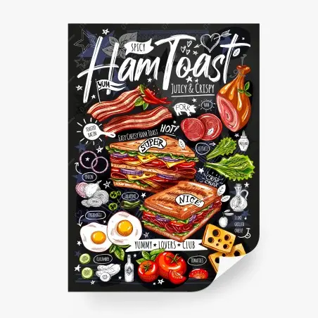 Papier peint toast au jambon gourmand et coloré – Wallnifity®