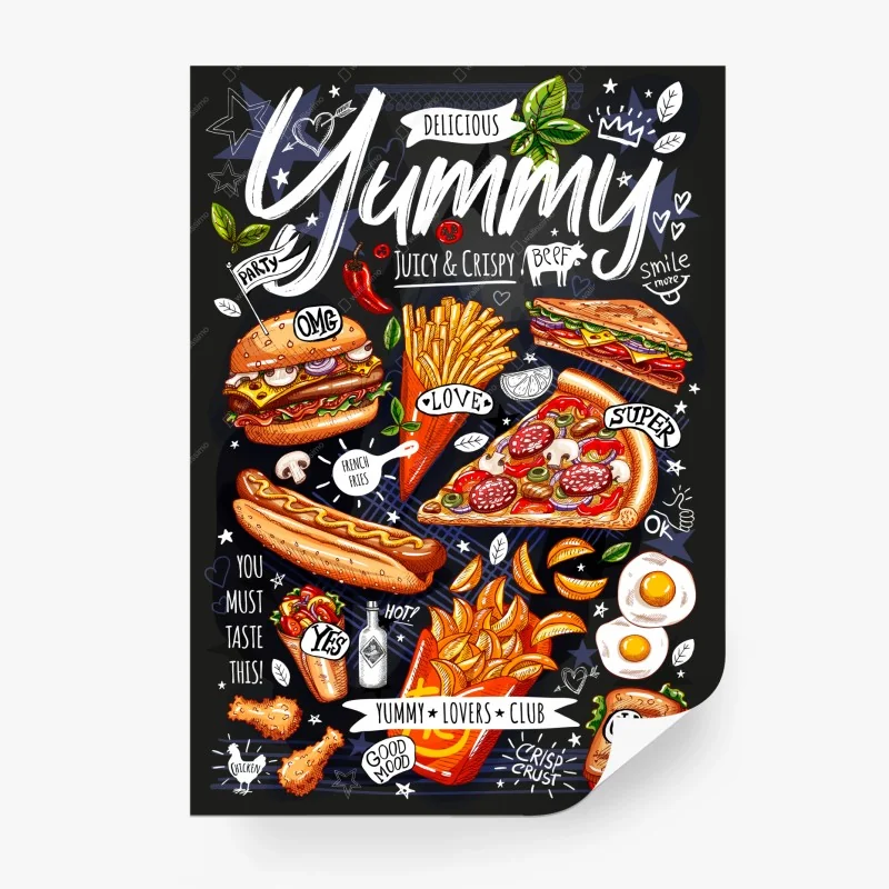 Papier peint illustration gourmande de street food colorée – Wallnifity® Papier peint illustration gourmande de street food colorée – Wallnifity®