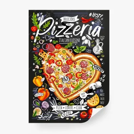 Papier peint cœur de pizza italien coloré – Wallnifity®