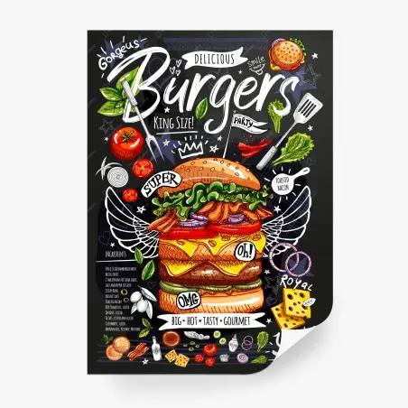 Papier peint burgers gourmands et colorés – Wallnifity®