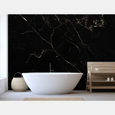 Papier peint marbre noir aux veines dorées – Wallnifity®