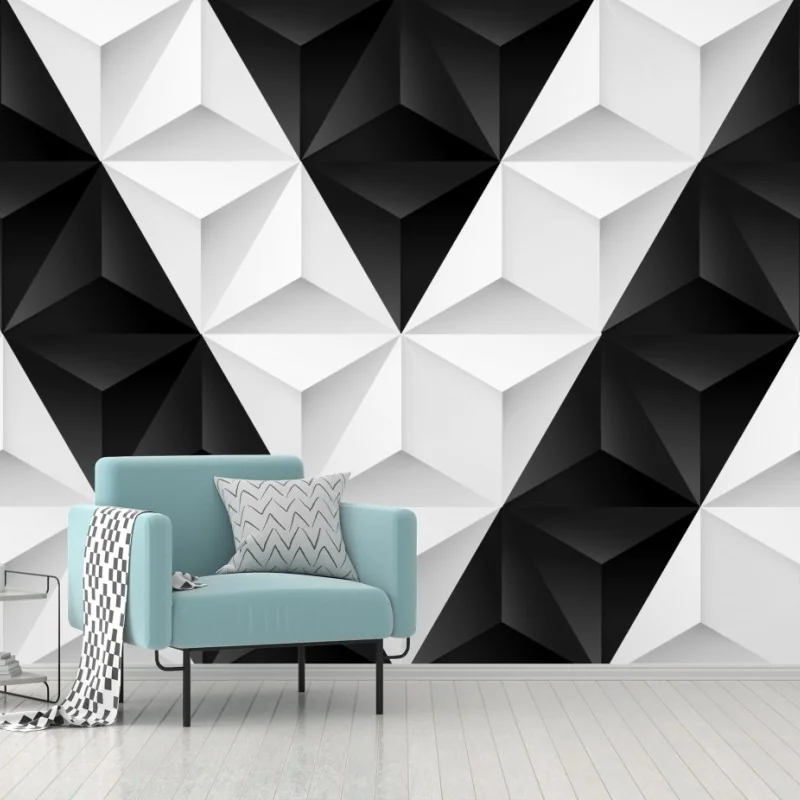 Papier peint motif géométrique 3d noir et blanc – Wallnifity® Papier peint motif géométrique 3d noir et blanc – Wallnifity®