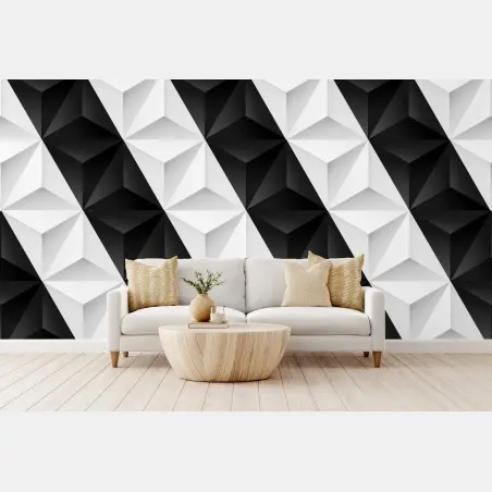 Papier peint motif géométrique monochrome en relief – Wallnifity®