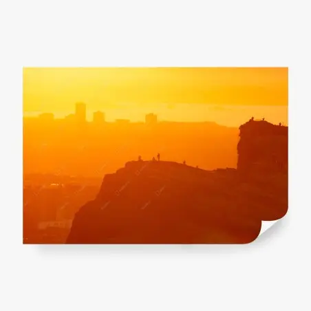 Papier peint coucher de soleil doré sur la falaise – Wallnifity®