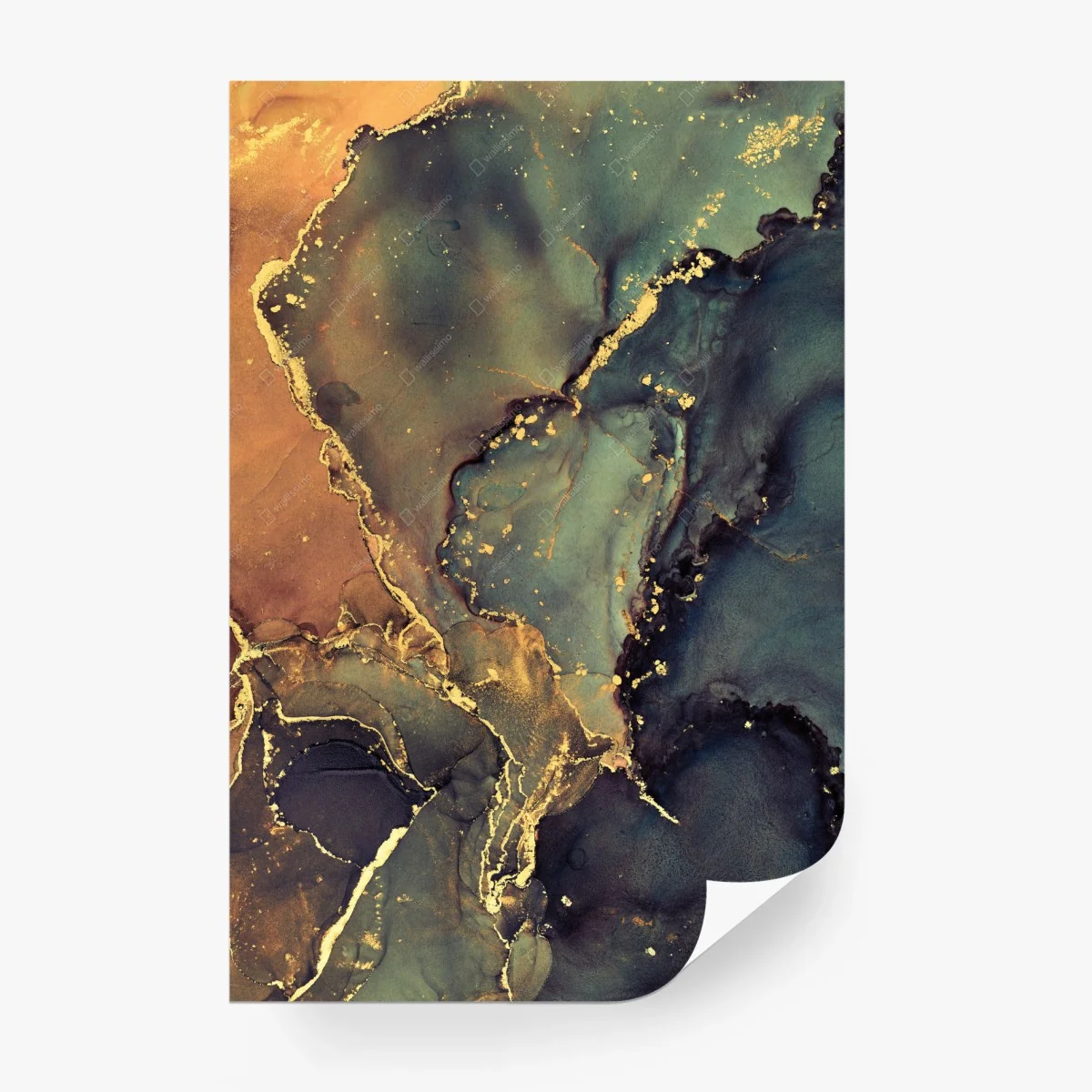 Papier peint composition abstraite en encre alcool et accents dorés – Wallnifity® Papier peint composition abstraite en encre alcool et accents dorés – Wallnifity®