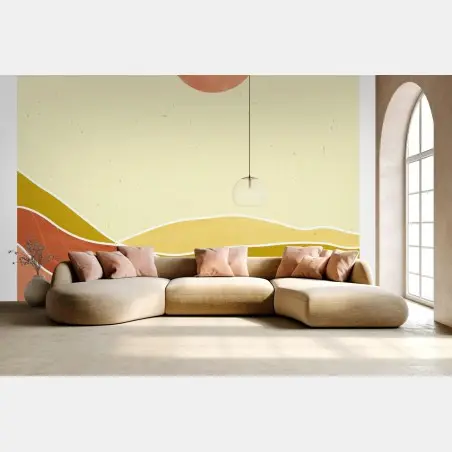 Papier peint paysage abstrait minimaliste aux tons chauds – Wallnifity®