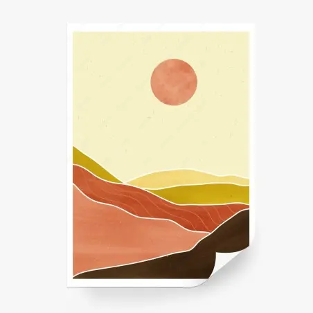 Papier peint paysage abstrait minimaliste aux tons chauds – Wallnifity®