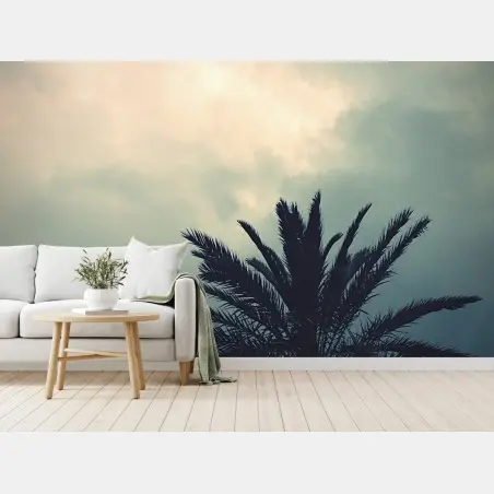 Papier peint palmiers sous ciel orageux – Wallnifity®
