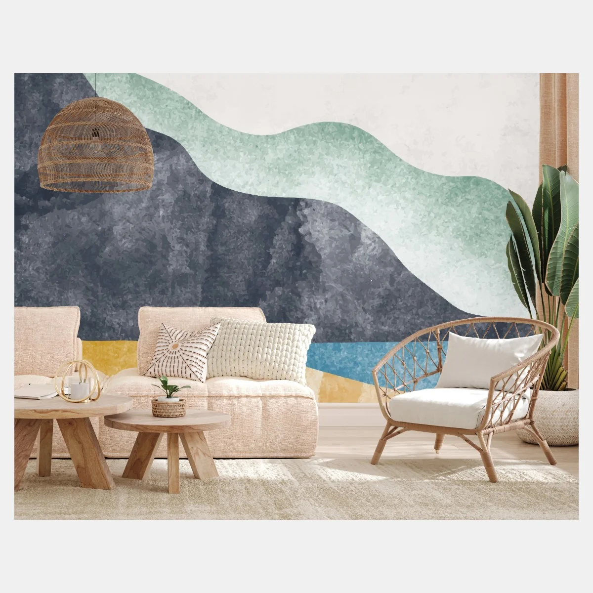 Papier peint paysage côtier abstrait minimaliste – Wallnifity® Papier peint paysage côtier abstrait minimaliste – Wallnifity®