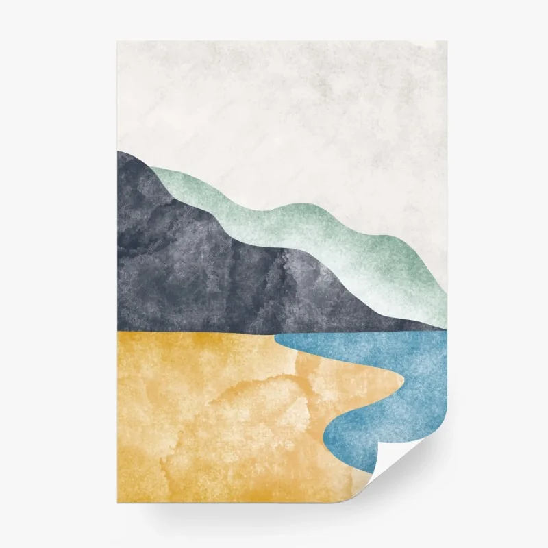 Papier peint paysage côtier abstrait minimaliste – Wallnifity® Papier peint paysage côtier abstrait minimaliste – Wallnifity®