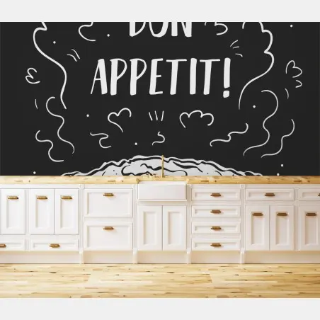 Papier peint bon appétit : illustration de tarte en style ardoise – Wallnifity®