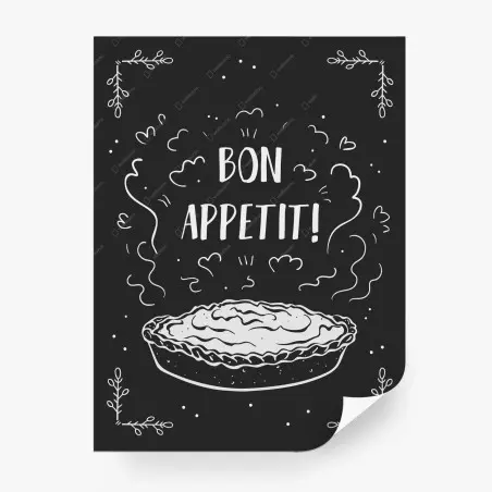 Papier peint bon appétit : illustration de tarte en style ardoise – Wallnifity®