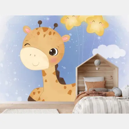 Papier peint douce girafe étoilée pour chambre d'enfant – Wallnifity®