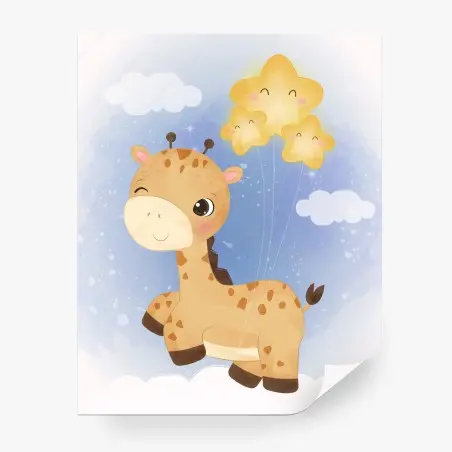 Papier peint douce girafe étoilée pour chambre d'enfant – Wallnifity®