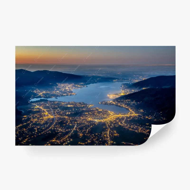 Papier peint panorama nocturne du lac illuminé – Wallnifity® Papier peint panorama nocturne du lac illuminé – Wallnifity®