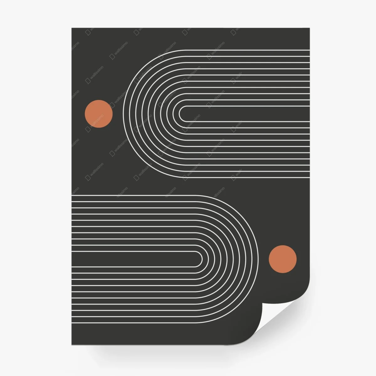 Papier peint motif géométrique minimaliste aux cercles terre cuite – Wallnifity®