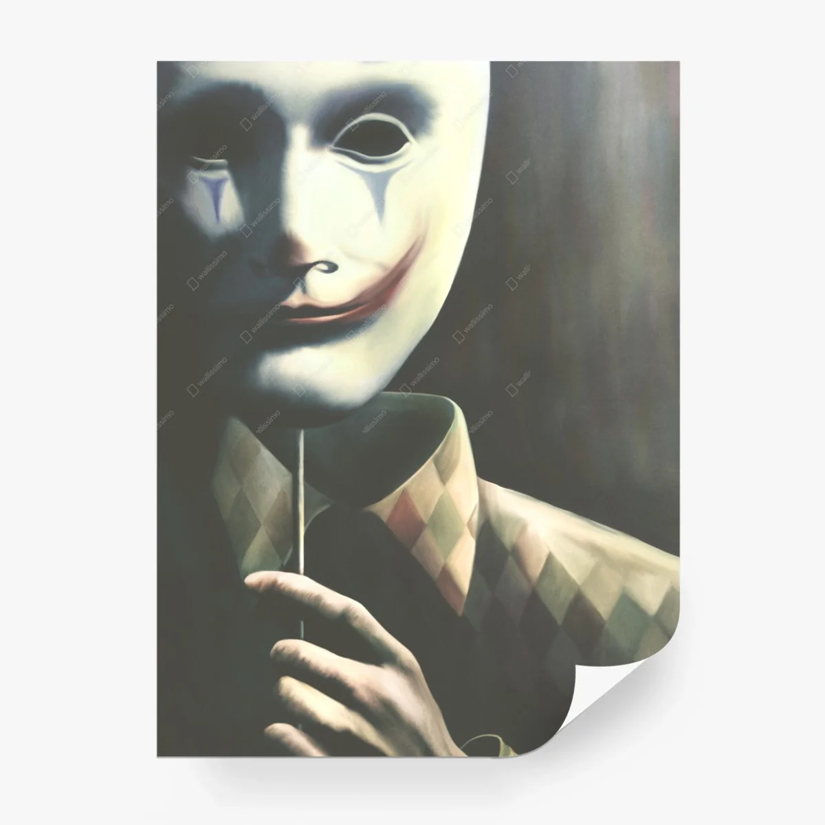 Papier peint portrait d'un arlequin masqué sur fond sombre – Wallnifity® Papier peint portrait d'un arlequin masqué sur fond sombre – Wallnifity®