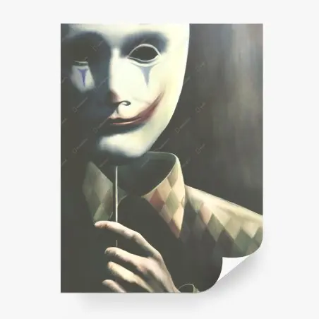 Papier peint portrait d'un arlequin masqué sur fond sombre – Wallnifity®