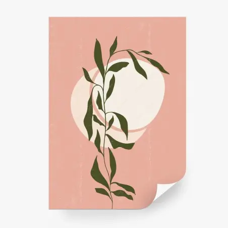 Papier peint composition botanique minimaliste au soleil abstrait – Wallnifity®