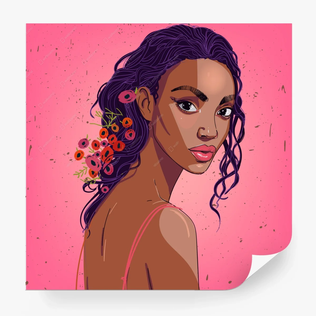 Papier peint portrait floral féminin aux couleurs vives – Wallnifity® Papier peint portrait floral féminin aux couleurs vives – Wallnifity®
