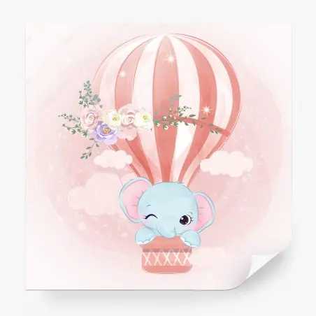 Papier peint rêve en montgolfière avec un éléphant mignon – Wallnifity®