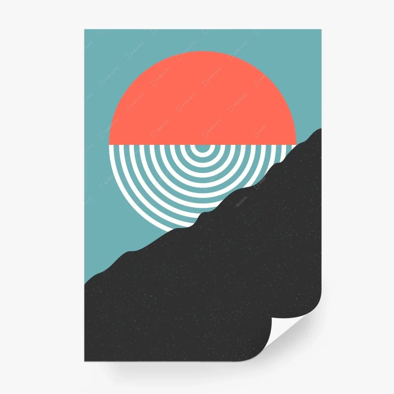 Papier peint coucher de soleil géométrique corail et turquoise – Wallnifity® Papier peint coucher de soleil géométrique corail et turquoise – Wallnifity®