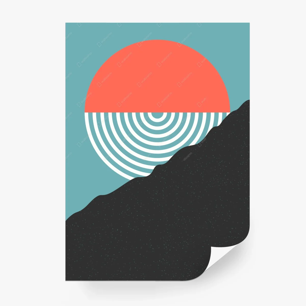 Papier peint coucher de soleil géométrique corail et turquoise – Wallnifity® Papier peint coucher de soleil géométrique corail et turquoise – Wallnifity®