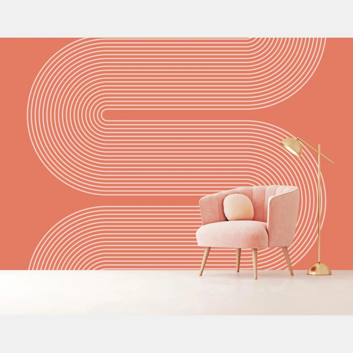 Papier peint composition géométrique corail et noir – Wallnifity® Papier peint composition géométrique corail et noir – Wallnifity®