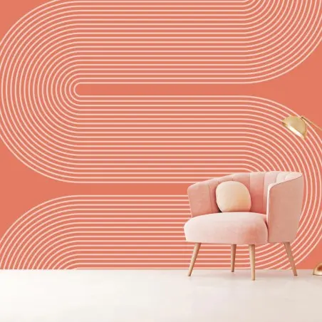 Papier peint composition géométrique corail et noir – Wallnifity®