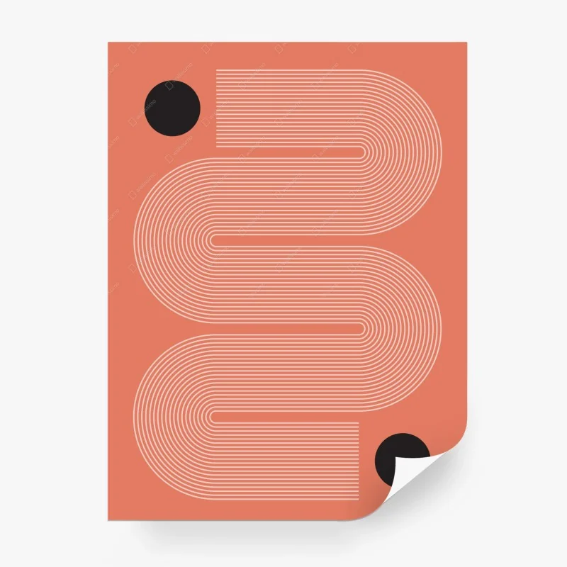 Papier peint composition géométrique corail et noir – Wallnifity® Papier peint composition géométrique corail et noir – Wallnifity®