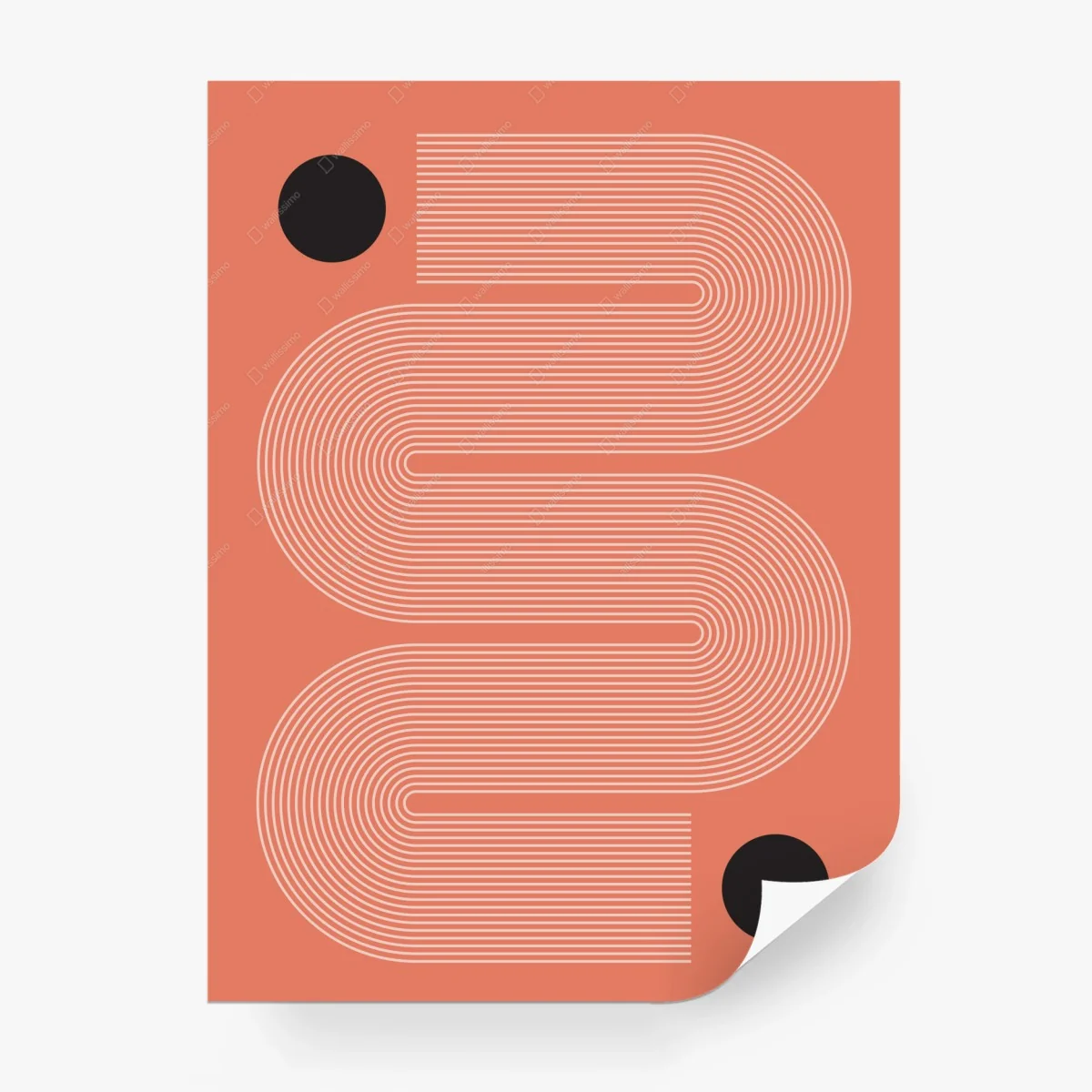 Papier peint composition géométrique corail et noir – Wallnifity® Papier peint composition géométrique corail et noir – Wallnifity®