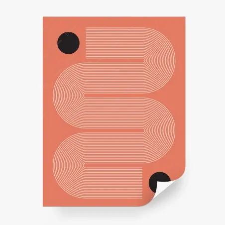 Papier peint composition géométrique corail et noir – Wallnifity®