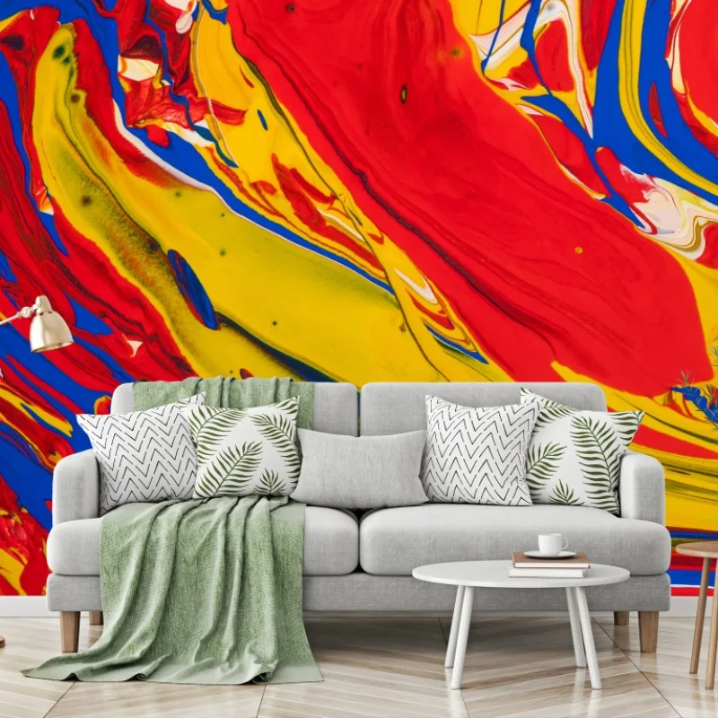 Papier peint vortex de couleurs primaires — décor abstrait dynamique