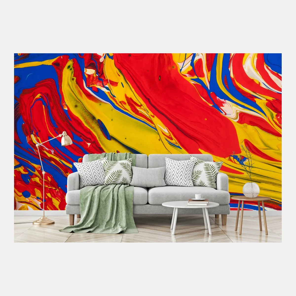 Papier peint vortex de couleurs primaires — décor abstrait dynamique – Wallnifity® Papier peint vortex de couleurs primaires — décor abstrait dynamique – Wallnifity®