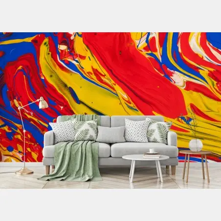 Papier peint vortex de couleurs primaires — décor abstrait dynamique – Wallnifity®
