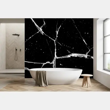 Papier peint motif marbre noir à veines blanches – Wallnifity®