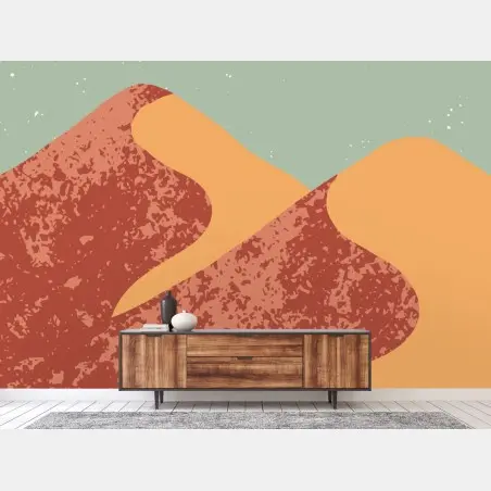 Papier peint paysage désertique abstrait au clair de lune – Wallnifity®