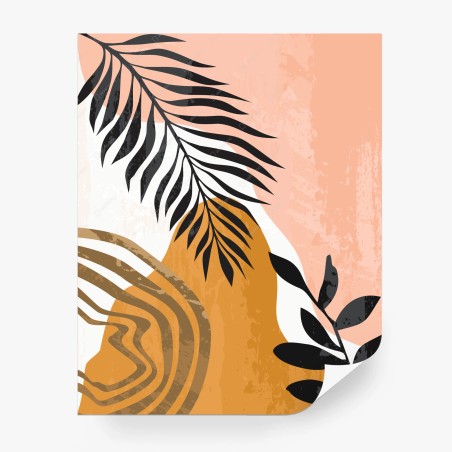 Papier peint composition botanique ocre et rose poudré – Wallnifity®