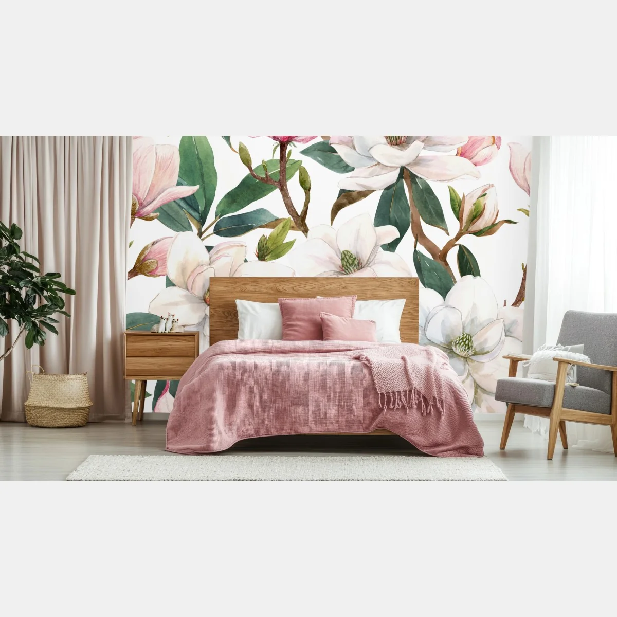 Papier peint magnolias en aquarelle pour décoration murale élégante – Wallnifity® Papier peint magnolias en aquarelle pour décoration murale élégante – Wallnifity®