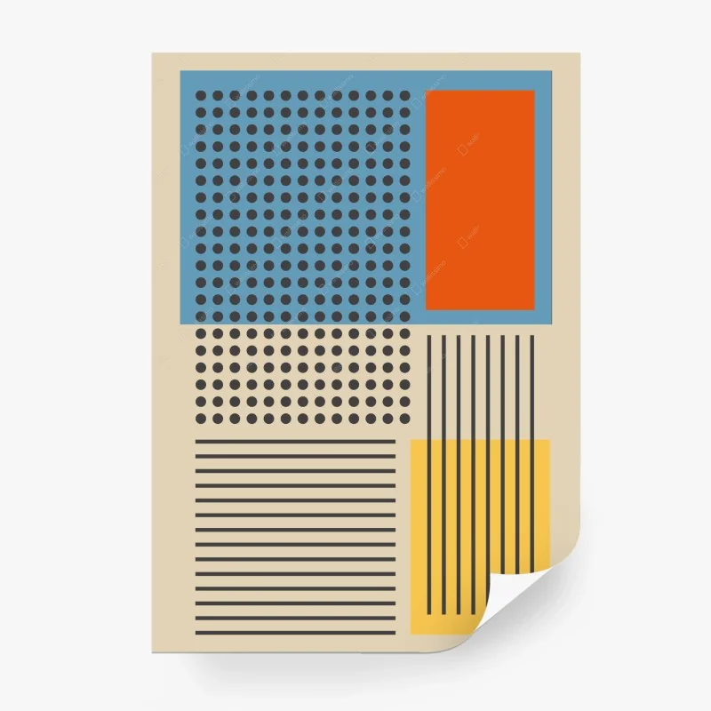 Papier peint composition géométrique rétro aux points et lignes – Wallnifity® Papier peint composition géométrique rétro aux points et lignes – Wallnifity®