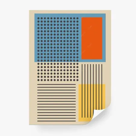 Papier peint composition géométrique rétro aux points et lignes – Wallnifity®