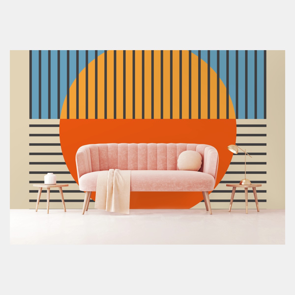 Papier peint horizon géométrique aux couleurs vives – Wallnifity®